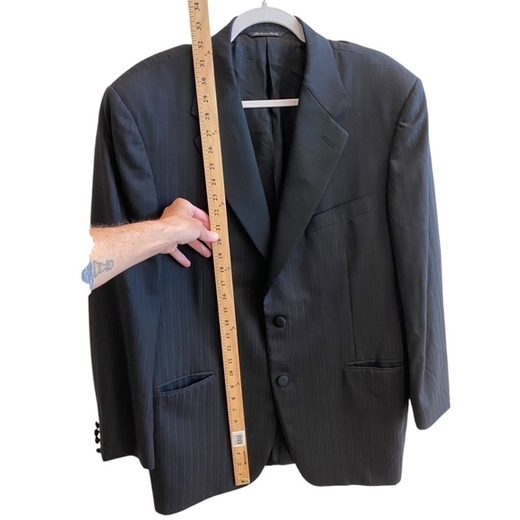 CANALI Men's Black Pinstripe 100% Wool Tuxedo Blazer in 54R - Picture 11 of 13